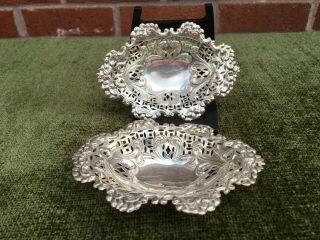 Rare Florence Warden Victorian Solid Silver Pin Dishes Hallmarked Chester 1897