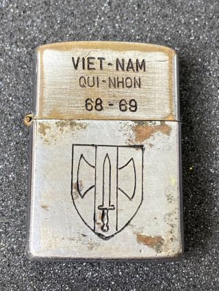 Vintage 1968 - 69 Zippo Lighter - Vietnam Qui Nhom - With Quote Rare All