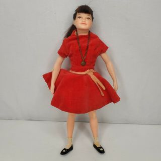 Vintage Remco Libby Littlechap Doll Red Velvet Dress Slip Necklace 1960s Japan