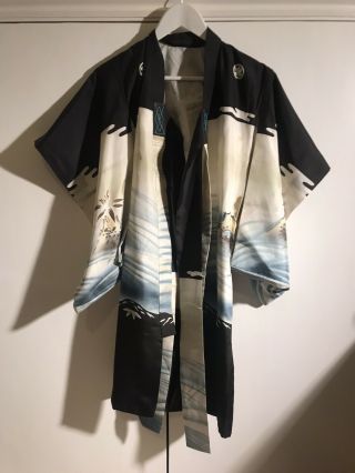 Boy’s Kimono With Handpainted Detail - Cranes