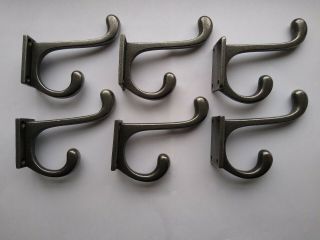 6 X Art Deco Style Cast Iron Coat Hooks