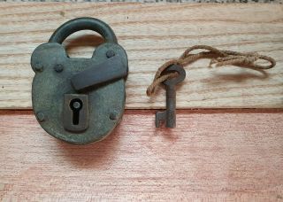 Vintage Padlock With Key Made In England Size 75mm High By 55mm Wide By 15mm