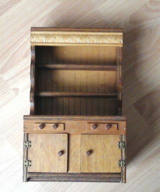 Vintage Apprentice Welsh Dresser Miniature Pine Kitchen Playroom Dolls Cabinet 2