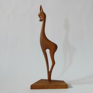 Vintage Sculpture Figurine.  Wooden Carved Deer/gazelle/impala/antelope.  1970s