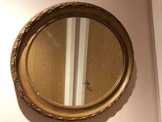 Vintage 1950s Oval Gilt/gold Framed Wall Mirror 23 3/4 X 19 3/4 Inch