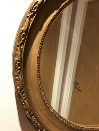 Vintage 1950s Oval Gilt/Gold Framed Wall Mirror 23 3/4 X 19 3/4 Inch 2