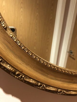 Vintage 1950s Oval Gilt/Gold Framed Wall Mirror 23 3/4 X 19 3/4 Inch 3