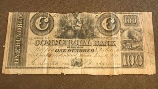 Millington Maryland,  Commercial Bank $100,  1870,  Rare