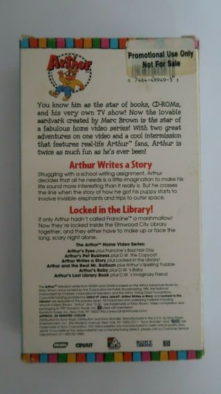 Arthur Writes a Story Screener / Demo VHS 1997 - Rare 2