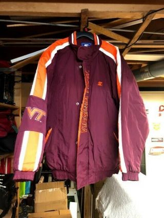 Vintage Starter Virginia Tech Hokies Vt Puffy Ski Winter Jacket Size Large Rare