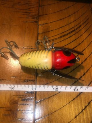 Heddon Crazy Crawler Vintage Fishing Lure Rare Tough Color Red Scale On Ribs