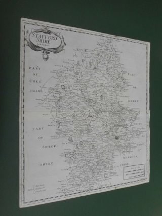 100 Large Staffordshire Map By Robert Morden C1695 Low Post