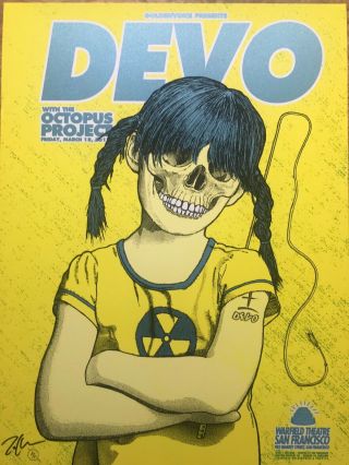 Devo Band Poster By Zoltron Rare From 2011,  Signed By Artist.  Glitter Print