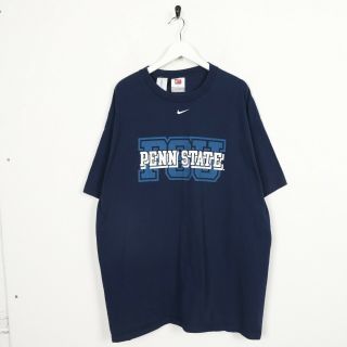 Vintage 90s Nike Team Usa College Penn State Big Logo T Shirt Navy Blue | Xl