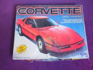 Rare Mpc 1984 Corvette 1/16 Large - Vintage Corvette Plastic Model Kit Started