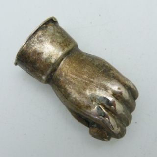 Antique Silver Vesta Case In The Form Of A Clenched - Fist Hand,  19th Century