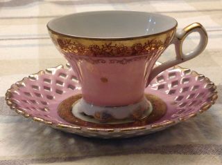 Tea Cup Saucer Lm Royal Halsey Very Fine Rare Antique