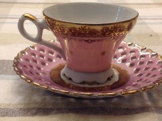 Tea Cup Saucer LM Royal Halsey Very Fine Rare Antique 2