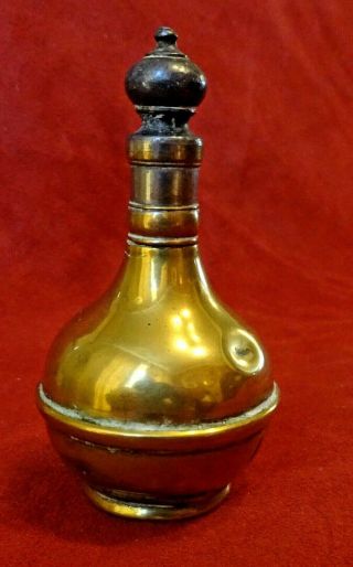 Antique Small Brass Screw Top Flask - Holy Water