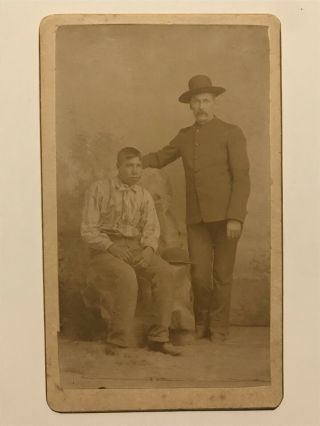 Rare Antique Old West Indian Wars Soldier And Native American Cdv Photo