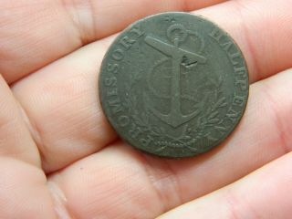 Un Researched Vintage Halfpenny Token / Coin 1797 Anchor Detecting Detector