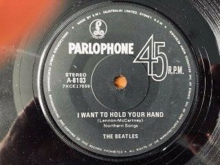 The Beatles - Rare Aussie Parlophone 45 " I Want To Hold Your Hand " Ex