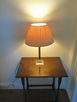 Vintage Brass Column Table Lamp With Shade Pat.