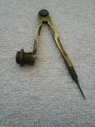 Vintage / Antique Helix Fawkes Old Brass Compass Drawing Instrument 3 3/4 Inch.