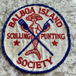 Rare Obsolete Patch - Balboa Island Sculling Punting Society - Topless Mermaid