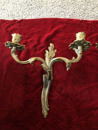 Antique Art Nouveau Bronze/Brass Candle Wall Sconces Pair ☆ Each Unique Rare 3