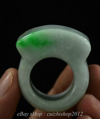 4cm Rare China Natural Ice Emerald Jade Jadeite Carving Finger Ring