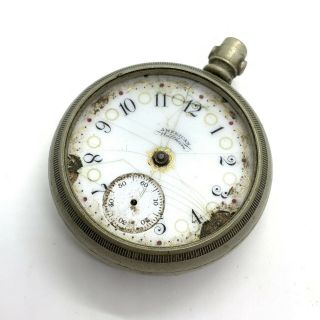 Antique Waltham Mass Metal Large Pocket Watch 369