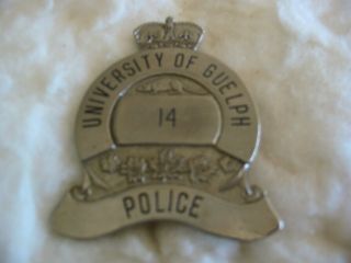 Rare Vintage Badge Of The University Of Guelph Police,  Ontario,  Canada