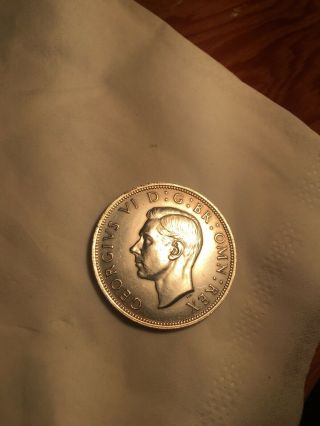 Rare 1944 Bu King George Vi Great Britain Half 1/2 Crown Fine Silver Coin Proof