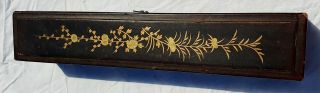 Antique Vintage Japanese Lacquered and hand painted bird Fan Box 2