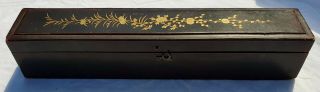 Antique Vintage Japanese Lacquered and hand painted bird Fan Box 3