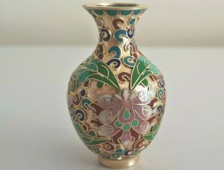 Vintage Vase Chinese Cloisonne Urn Jar Vase Enamel 001