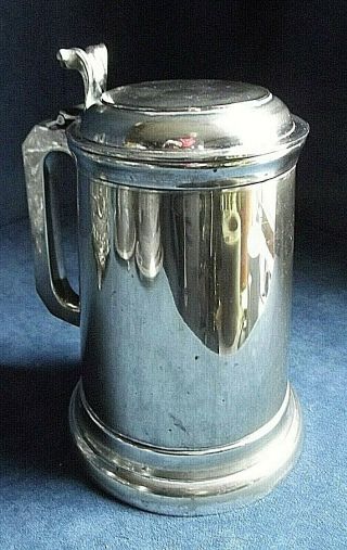 Good Large Silver Plated Two Pint Glass Bottom Lidded Tankard C1900