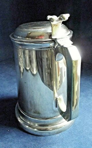 Good LARGE SILVER Plated TWO Pint GLASS Bottom Lidded TANKARD c1900 2