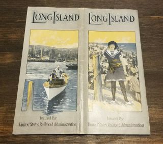 Antique 1919 Long Island York Tourism Promotional Brochure Golf Map Hotels