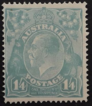 Rare 1920 Australia 1/4 - Turquoise Blue Kgv Stamp 2nd Wmk P14 1/4 X 14