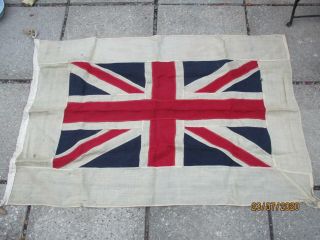 A Vintage Stitched Seam British Union Jack Flag With White Border Navy C1930
