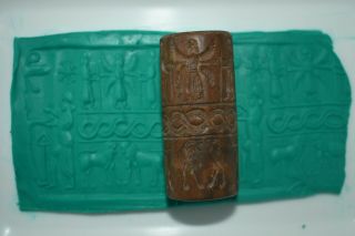 Rare Stone Ancient Greek Cylinder Seal Pendant With Multiple Engravings