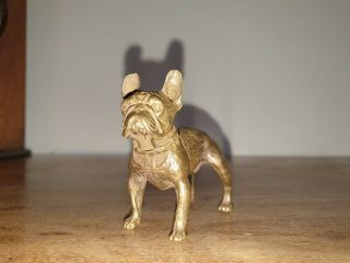 Fine Small Novelty Gilt Bronze Figure Of A Male French Bulldog - Frenchie (6cm)
