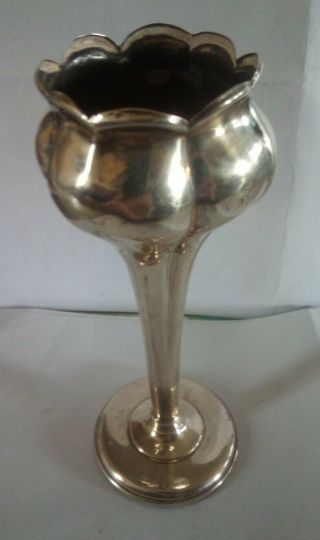 Antique Art Nouveau Silver Bud Vase Hallmarked 1905 Organic Shape 5.  1/2 " High