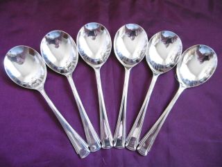 Lovely Set Of 6 Antique Silver Plated Epns Art Deco Fruit Spoons