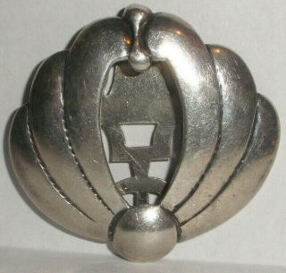 Rare Antique Kalo Hand Wrought Sterling Silver Dress Clip Pin Art Deco Brooch