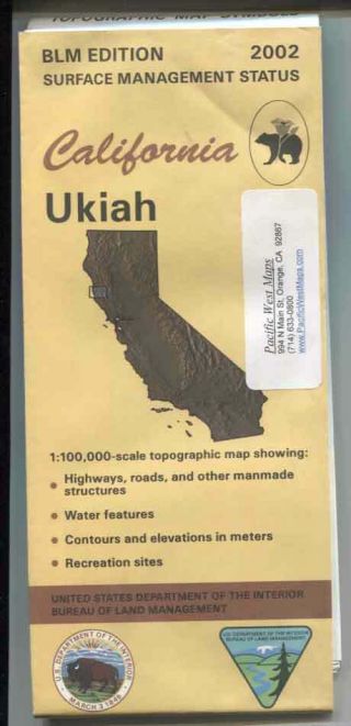 Usgs Blm Edition Topographic Map California Ukiah 2002