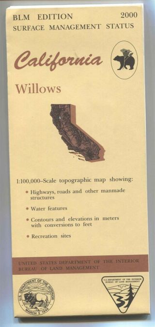 Usgs Blm Edition Topographic Map California Willows 2000