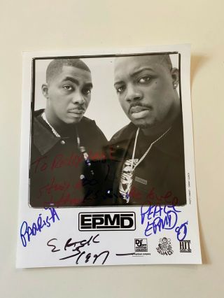 Rare Epmd Signed Press Photo - 8x10 Def Jam Def Squad Erick Sermon Parrish Smith